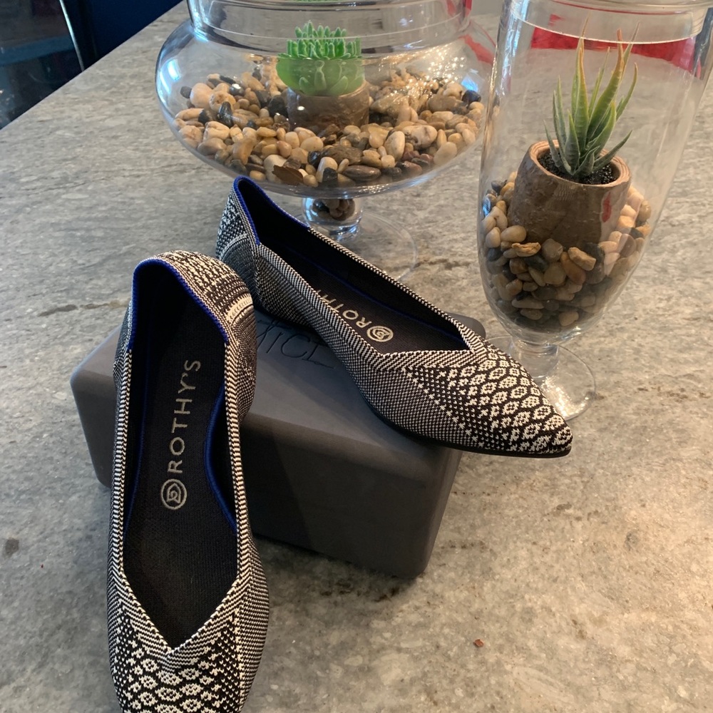Rothy’s Black & White Python Point Flats - Picture 2 of 3